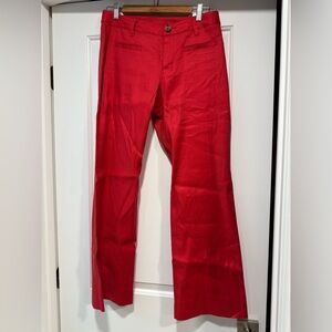CAbi Valentine Red Linen Blend Wide Leg Dress Pants Size 6